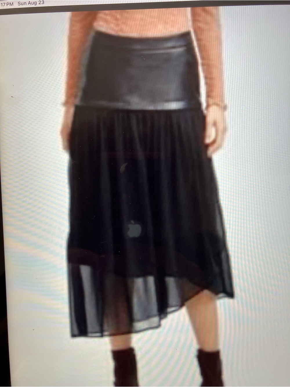 a new day Black Sheer High-Waist Asymmetrical Midi Skirt NWT